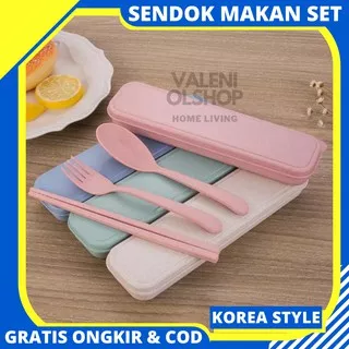 Sendok garpu sumpit portable sendok travel peralatan makan portable Set sumpit garpu sendok makan