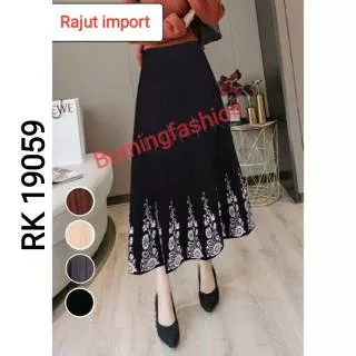 Rok rajut import ( RK 19059 7/9 ) rok 7/9 muslimah modern Flare skirt rok premium by Toko BUMING