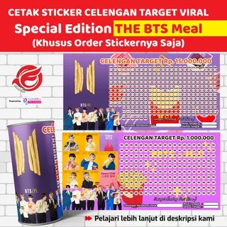 Special Edition BTS Viral Cetak Sticker Celengan Target Tabungan (Khusus order stickernya saja)