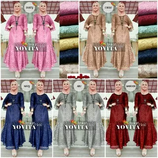 CAMEO009 ( COD ) YOVITA MAXI GAMIS BRUKAT CORNELI GAMIS WANITA DRESS MUSLIM BAJU KONDANGAN PERNIKAHAN BRIDESMAID MEWAH TERMURAH