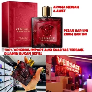 VERSACE EROS FLAME PARFUM PRIA ORIGINAL IMPORT 100 ML + BOX PARFUM - PARFUM PRIA TAHAN LAMA