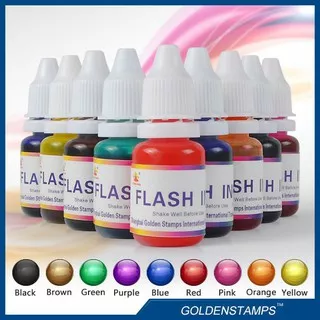 Tinta Stempel Flash 5 ml Refill Tinta Super Quality Warna Biru, Hitam, Hijau, Merah, Ungu, Kuning, Orange Stamp Tinta Refill Refil