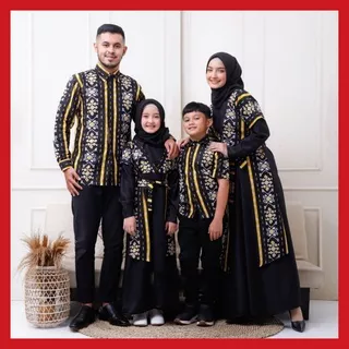 Batik Couple Keluarga Sania Ruffle Sarimbit Batik Couple Modern Kemeja Gamis Kombinasi Terbaru