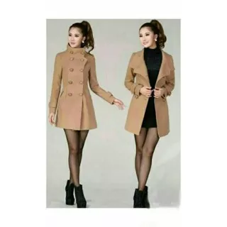 Coat korea  mantel wanita  baju hangat anti dingin  REYSOTIC coklat ready stock keren