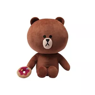 Boneka Beruang Line Friends Brown with Donut Big Size Jumbo 70cm