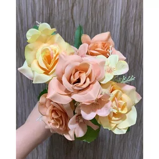 Bunga Artifisial Rose Hydrangea x5 Dekorasi Pelaminan Hantaran Buket Bunga M 98