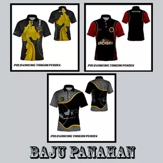 Baju Kaos Tshirt Polo Pria Olahraga Panahan Archery Yellow Red Steel Arrow Custom Fullprint