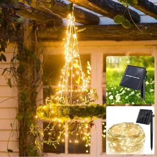 Solar Light String 10M/20M Copper Wire Led Light String 8 Working Modes Waterproof Led Colorful Light String Home Decoration String lights Holiday Festival Party Wedding Christmas Light String