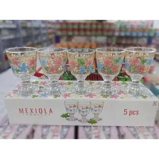 Gelas Anggur Kaca Motif - 5Pcs ( Mexiola Tumblers) Gelas Anggur Kaca / Gelas Gelas Wine / Gelas Unik / Gelas Cantik