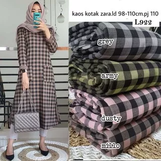 L922  TUNIK Kaos Zara LD 94 sampai 108 PJ 115 baju atasan wanita muslim modis kotak bagus