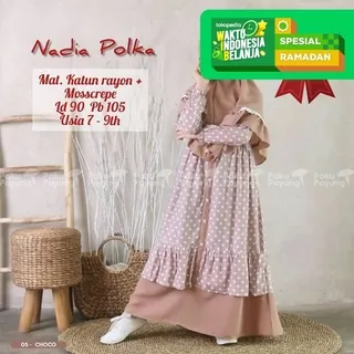 Gamis Anak Usia 7-9 Thn Baju Muslim Anak Perempuan Syari NADIA POLKA