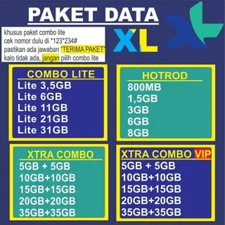 PAKET DATA INTERNET XL HOTROAD PAKET XL XTRA COMBO VIP UNLIMITED TERMURAH TERCEPAT