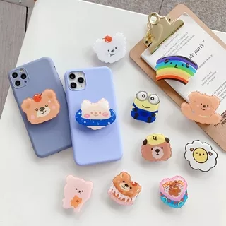 Black Pink Pop Girls Socket Phone Holder PhoneGrip Universal Cartoon Animals CellPhone Airbag Bracket