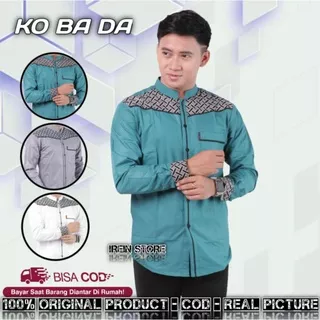 Koko Hadroh gus azmi Baju koko pria elegan Kemeja Casual Batik kombinasi Baju koko pria dewasa Baju koko lengan panjang