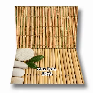 BK05 Alas Foto Murah Lipat 2 Photo A3+ background motif kayu bambu