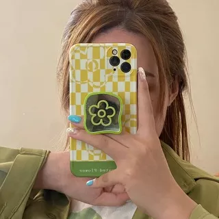 Simple Mirror Flower Checkerboard IMD Frosted Black Side Soft Shell Phone Case SE2020 7 8plus 11 11pro 11promax 12  12pro 12promax X XR XSmax  iPhone Anti Crack  drop Protection  Casing