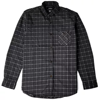 Castles Long Sleeve Flannel Shirt Grey List Black Flanel Pria Exclusive Flanel Cowok Casual