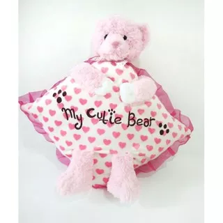 bantal beruang segitiga pink