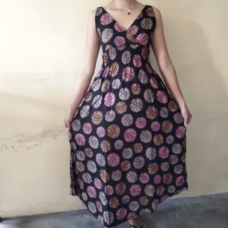 Dress moza singlet motif mawar /dress moza kensi /moza tali