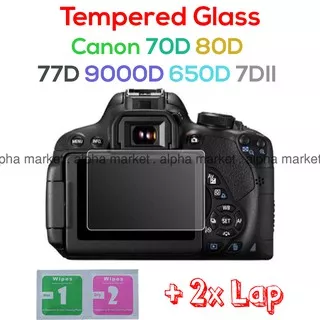 Tempered Glass LCD Anti Gores Screen Guard Cover Kamera Canon EOS DSLR 77D 9000D 70D 80D 800D 650D