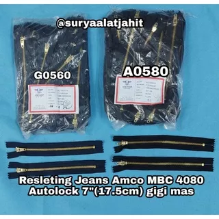 Resleting Jeans Amco 7(17.5cm) MBC 4080 ATL gigi mas =22.000/12pcs