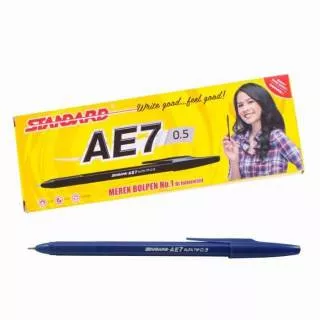 Pulpen Standard AE7 Hitam/Biru/Merah 0.5 Mm Alfa Tip Per Lusin