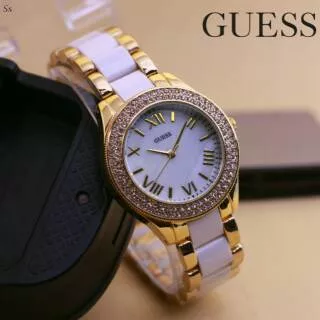 Jam Tangan Guess Wanita rantai kombi Ceramic