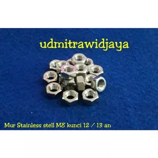 Mur stainless SS304 8mm p 1.25 Hex Nut stainless Mur SS 304 M8 Mur kunci 12an 13 an mur antikarat mur hexagon mur stainless