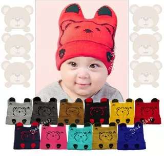 Topi kupluk Bayi Bear Kupluk Rajut Anak Motif Beruang Kupluk Rajut Bayi Laki Laki Kupluk Rajut Bayi