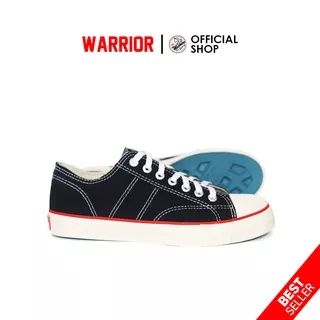 Warrior Classic Black White LC - Sepatu Sekolah Warrior Pendek