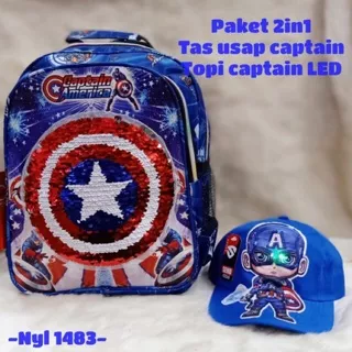 Paket 2 in 1 Tas Ransel + Topi Karakter Usap- Tas Ransel Anak - Tas Anak Murah