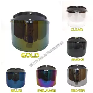 Kaca Helm Bogo Datar Merk Injak Gold Blue Silver Pelangi Hitam Smoke Clear Bening Grosir Termurah