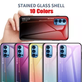 Case OPPO Reno 6 5 5G 4 4G A94 2021 A74 4G 5G Philippines Version Phone Case Fashion Gradient Aurora Tempered Glass Back Cover