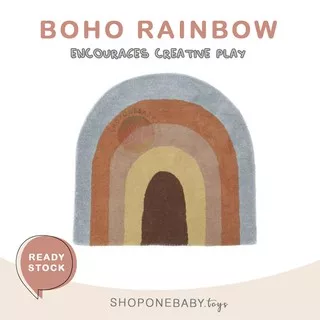 Boho Rainbow Rug Floor Mat Karpet Kamar Premium Non Slip Home Bed Play Room Half Circle