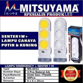 Lampu Emergency Mitsuyama MS-6033 / Lampu Cas Senter Cahaya Putih Dan Kuning