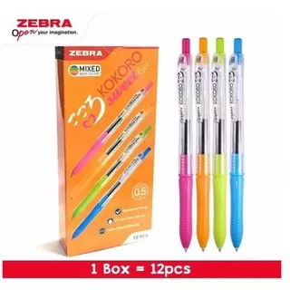 (12pc) Pulpen Gel Zebra Kokoro Sweet Gel / Bolpoin Kokoro 0.5mm