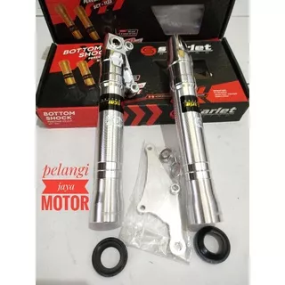 Bottom Tabung Shock Depan Variasi Merk Scarlet Original Untuk Motor Satria Fu - Shockbreaker Tabung Depan Variasi Kaki Crum Plus Breket Depan Dan Shield Shock Siap Pasang Motor Satria Fu