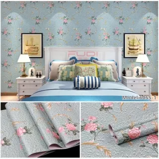 Wallpaper Dinding / Wallpaper Sticker Bunga Dasar Hijau