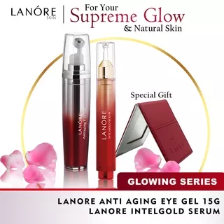 Paket Lanore Anti Aging Eye Gel 15GR + Lanore Intelgold Serum 10GR + Bonus Mirror Lanore