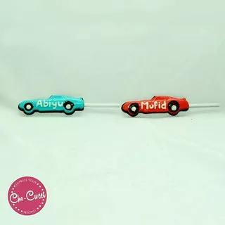 Cho Cweet Coklat Lollipop CARS Bentuk Mobil Gratis Custom Nama / Tulisan Untuk Souvenir dan Pesta Ulang Tahun