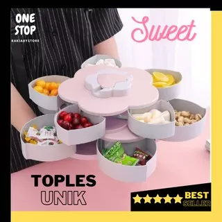 TOPLES BUNGA PUTAR / CANDY GIFT BOX Tempat Kue,Snack,Candy Unik 2 Susun Toples kue lebaran