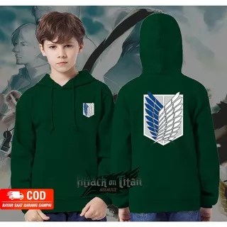 Jaket Hoodie Sweater kostum anime attack on titan aot levi eren survey corp anak laki-laki cowok perempuan murah switer hoddie hodie jacket sweter anak attack on titan