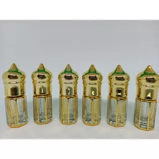 BOTOL PARFUM 3 ML KUBAH GOLD STICK KACA .TUTUP KUBAH .HARGA PER PCS