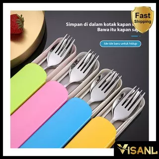 HOME & LIFE 3Pcs Set Alat Makan Sendok Garpu Sumpit /Stainless Steel Spoon Fork Chopsticks / DW