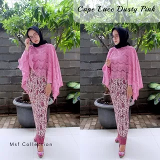 Setelan Cape Lace Batwing Dusty Pink/ Batwing Brukat