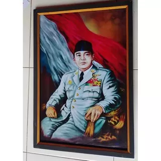 lukisan cetak Ir  soekarno plus Bingkai ukuran 65×45