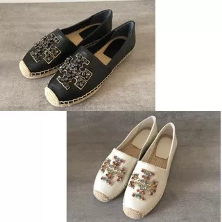 SEPATU SLIP ON TORY BURCH  ORIGINAL INES LEATHER EMBELLISHED ESPADRILLES