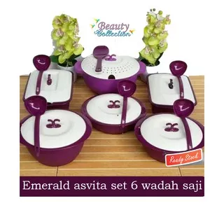 Emerald asvita set 6 wadah Saji Ungu