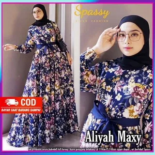 Gamis Dress Wanita Ceruty Babydoll Motif Bunga Syari Import Premium Kekinian Murah Jumbo Terbaru