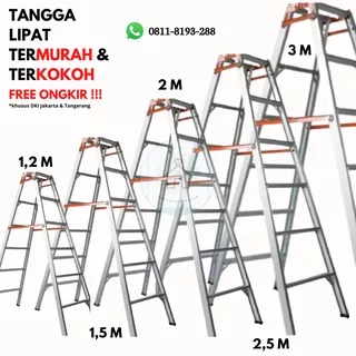 Tangga Lipat Aluminium 3 Meter BAHAN TEBAL & KOKOH KUALITAS TERJAMIN